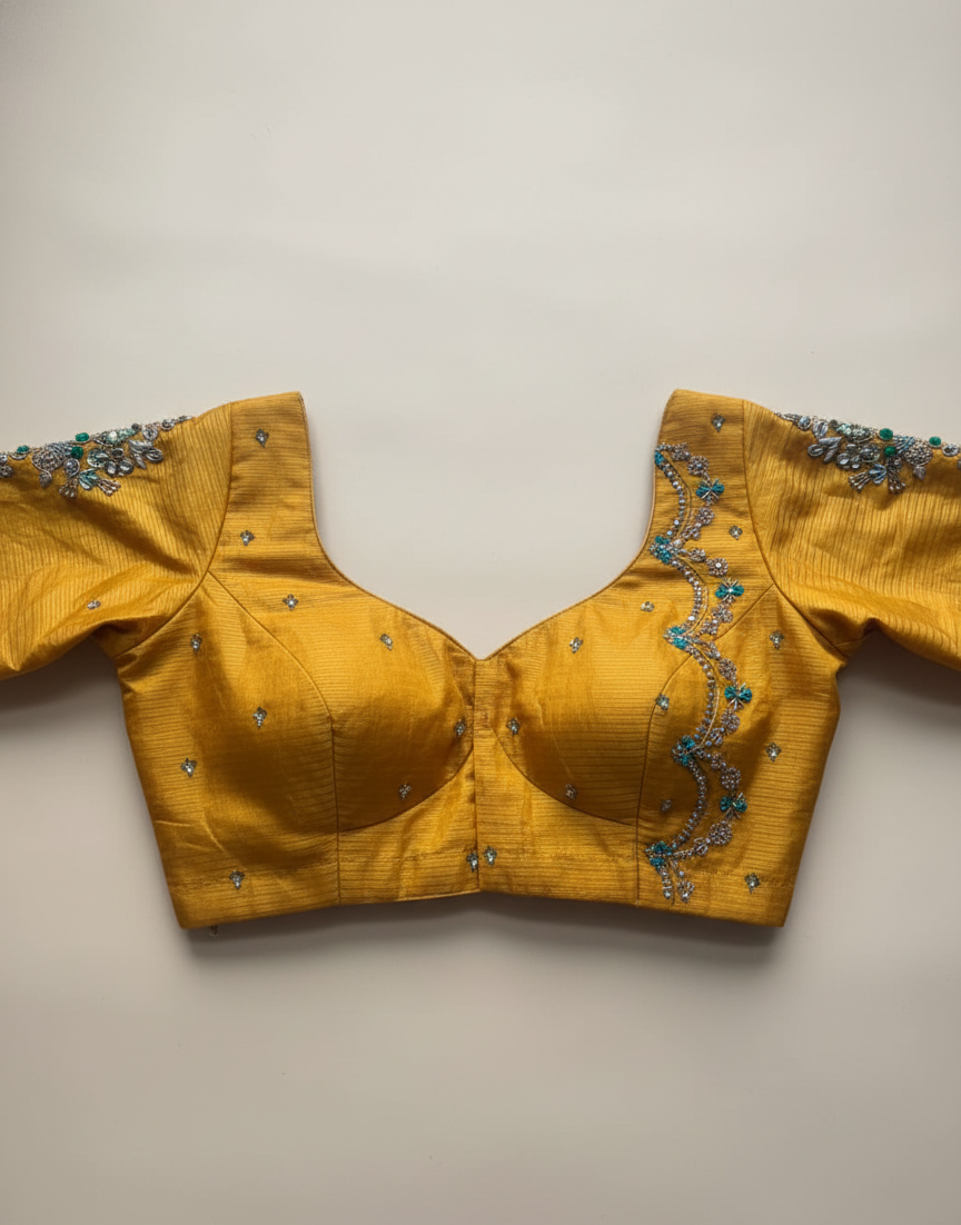 Mustard Floral Shoulder Blouse