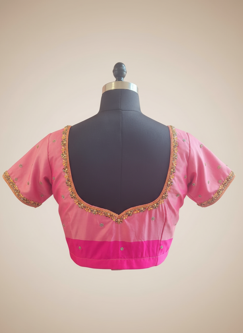 Pink Dual Tone Back Blouse