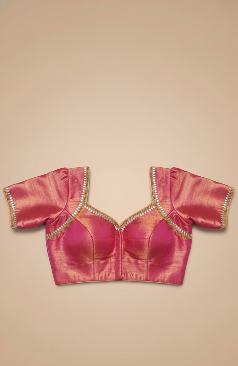 Pink Pearl V Neck Blouse